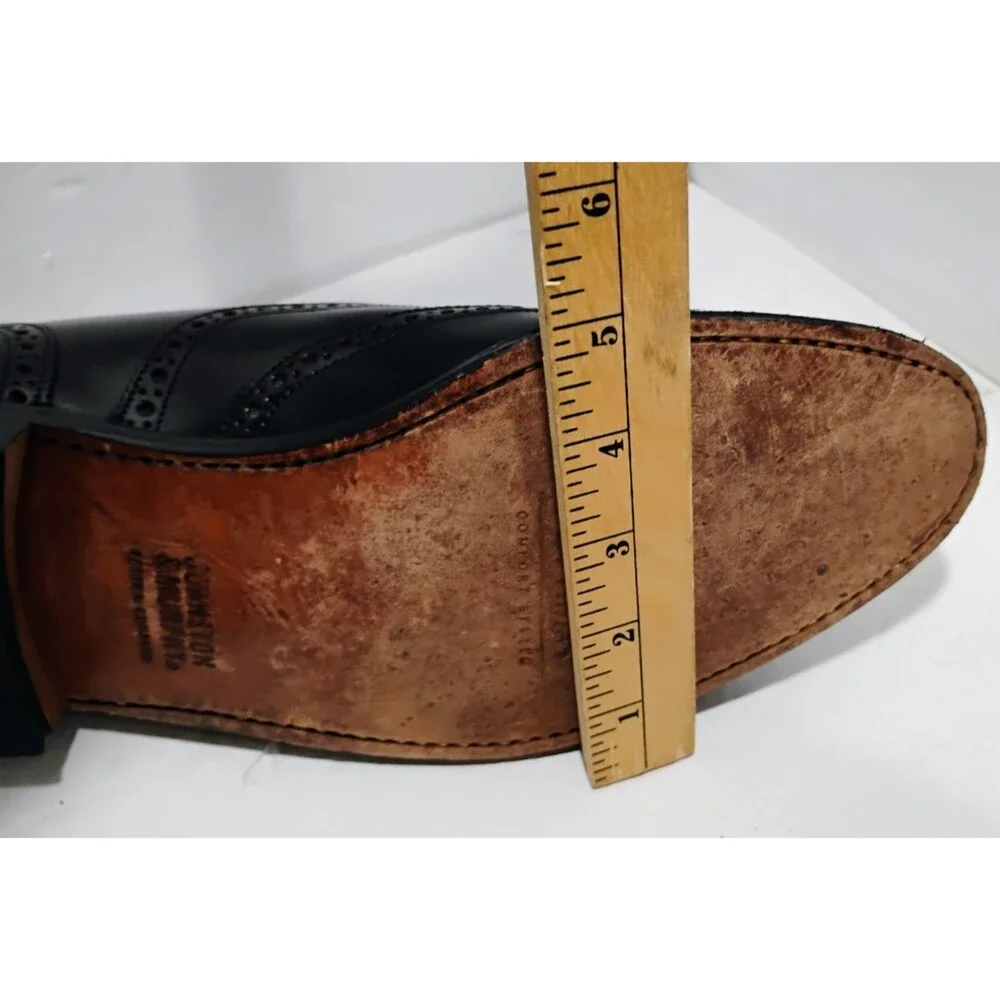 Johnston & Murphy Black Leather Wingtip Oxford Dress Shoes Mens 10.5 D